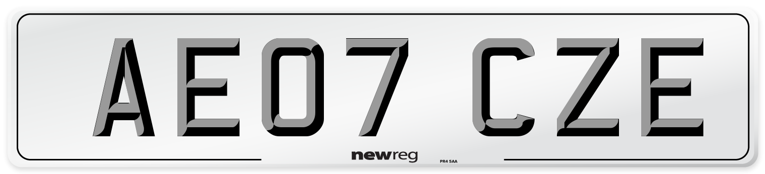AE07 CZE Number Plate from New Reg